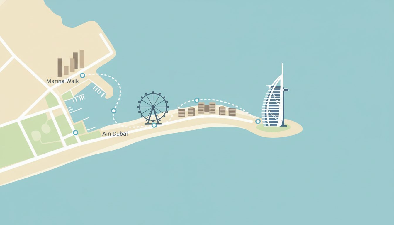Map: Sightseeing Boat Trips Along the Coast of Dubai